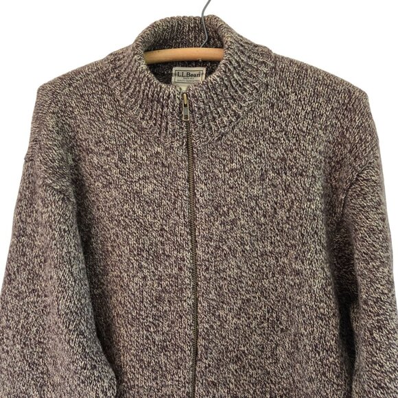L.L. Bean Mens XL Shetland Wool Full-Zip Cardigan Sweater Heather Brown - Picture 4 of 11